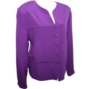 Adrianna Papell Safe Silk Blazer Women's Size 14 100% silk Purple Long Sleeve